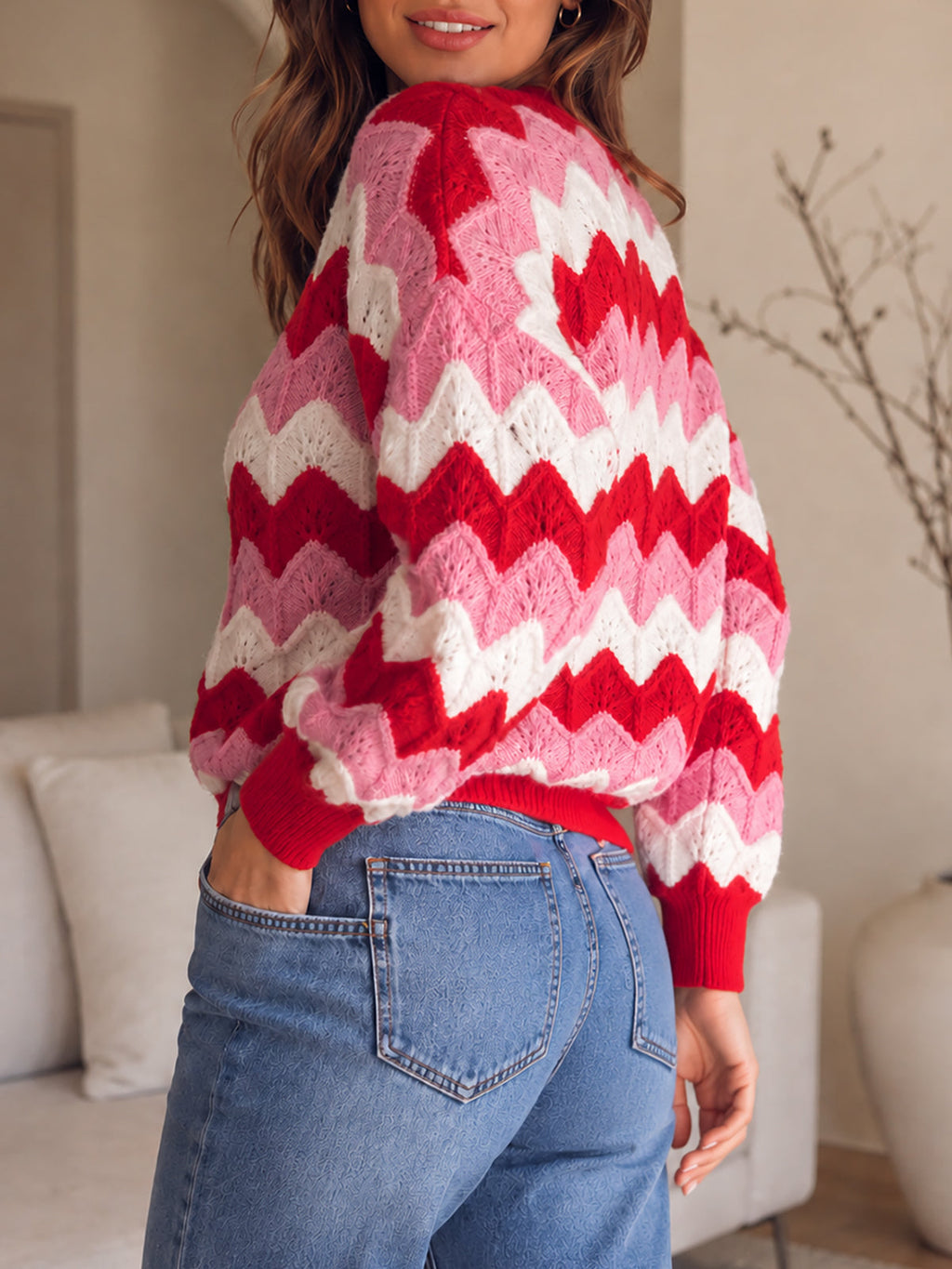 usvara Women Oversized Striped Cardigan