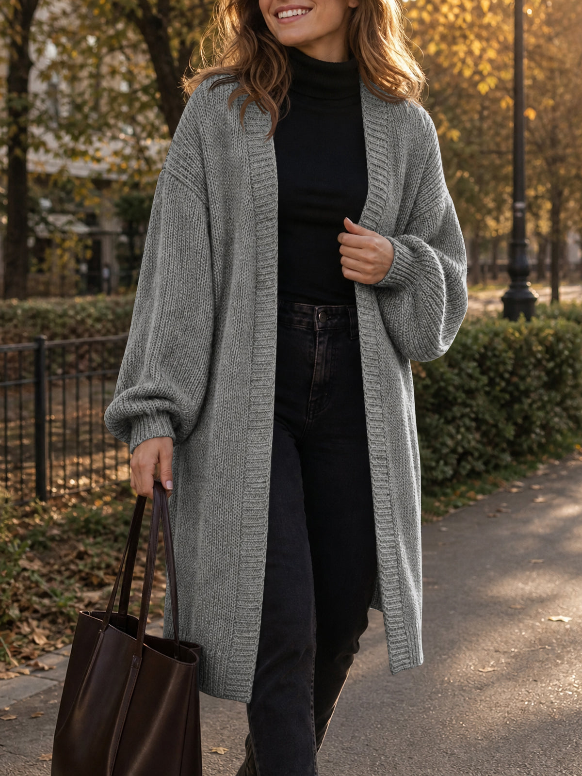 usvara Womens Oversized Long Open Front Cardigan