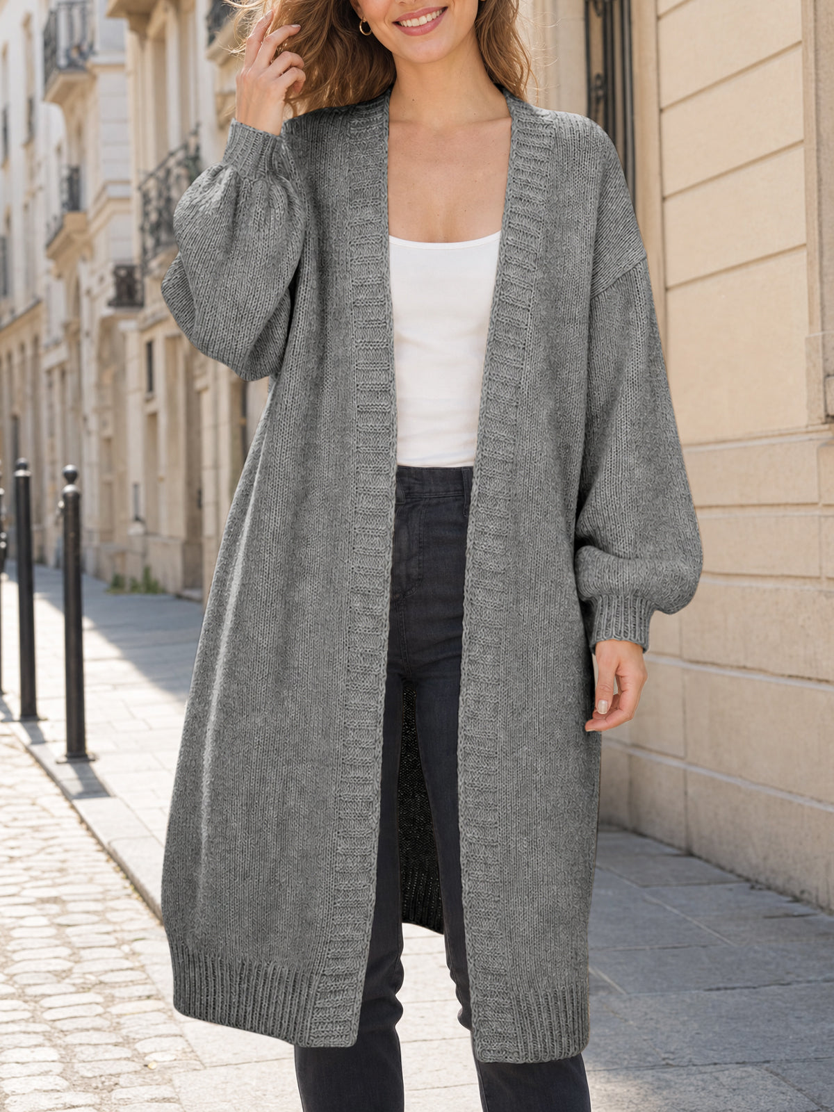 usvara Womens Oversized Long Open Front Cardigan