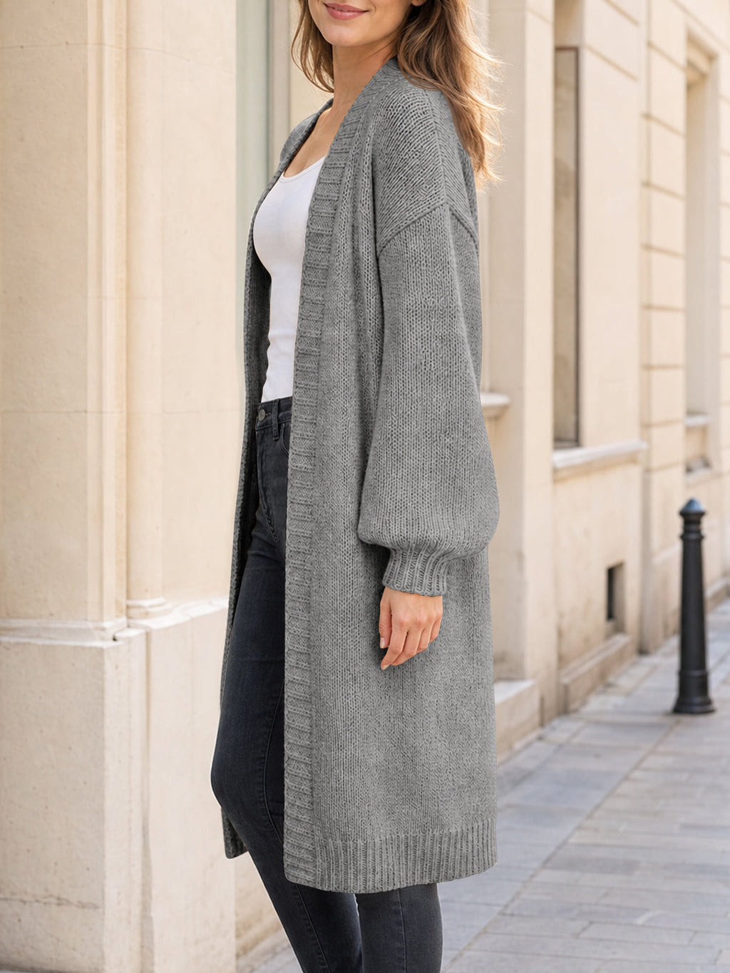 usvara Womens Oversized Long Open Front Cardigan