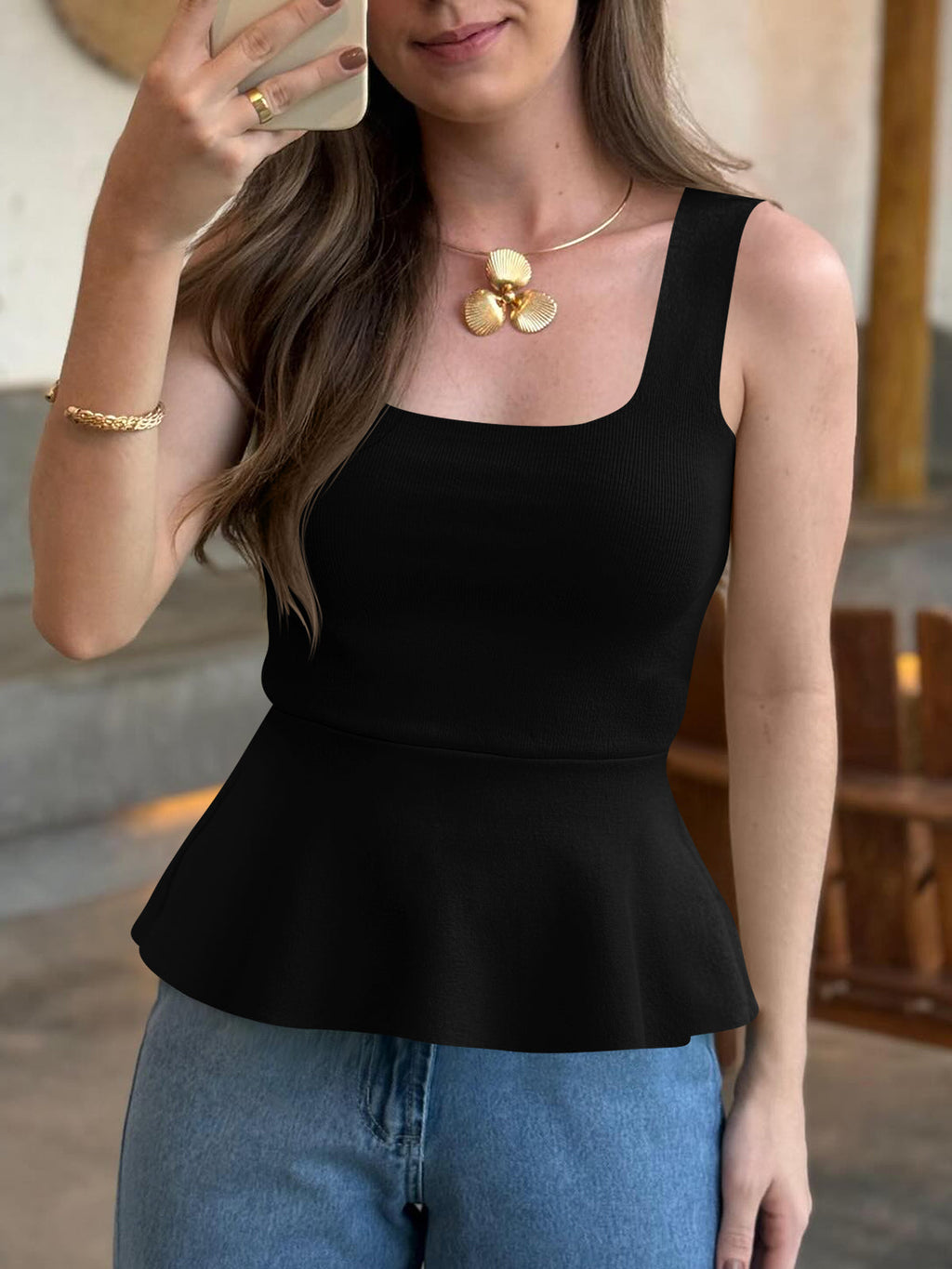 usvara Womens Square Neck Sleeveless Sweater Vest