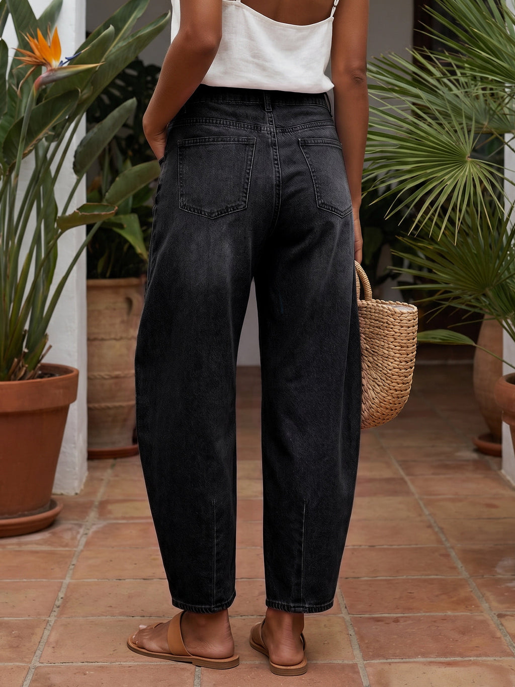 usvara Women Barrel High Waisted Wide Leg Jeans