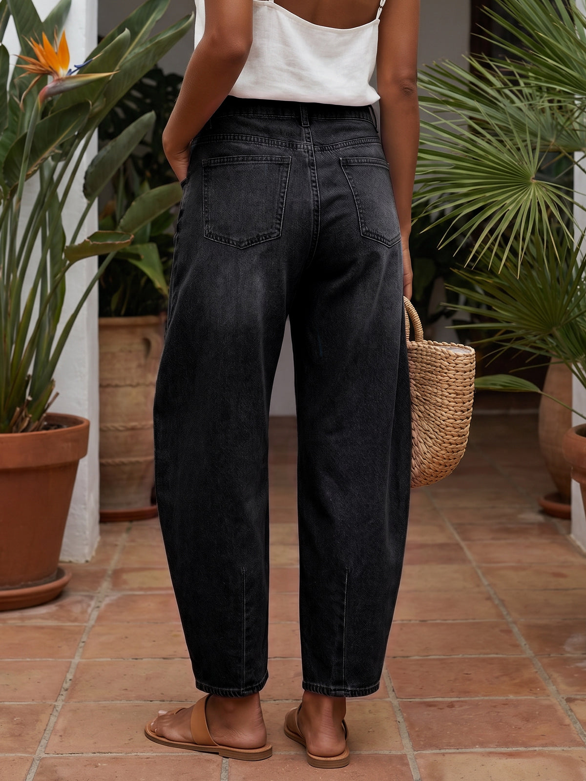usvara Women Barrel High Waisted Wide Leg Jeans