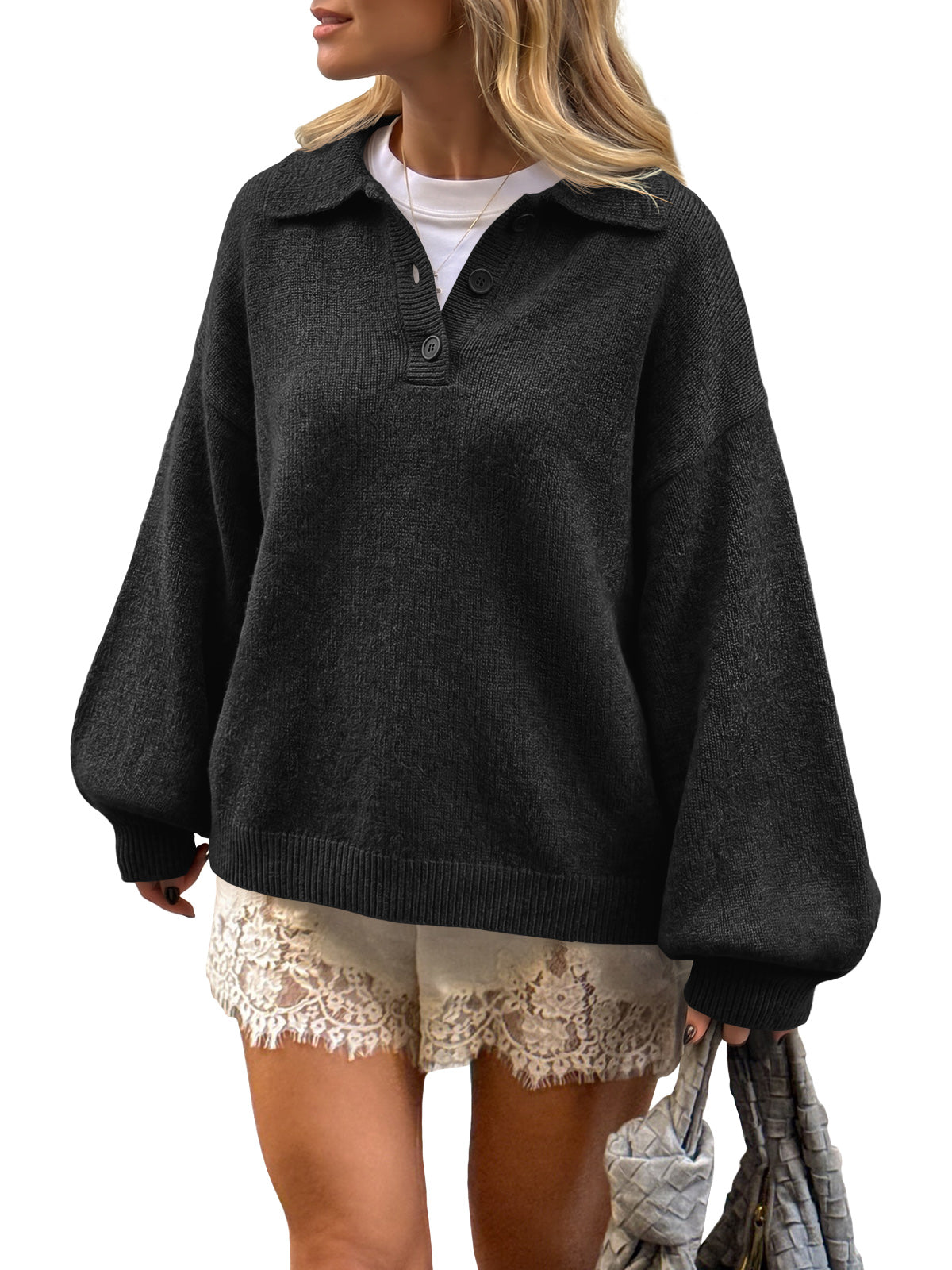 usvara Womens Polo V Neck Sweater