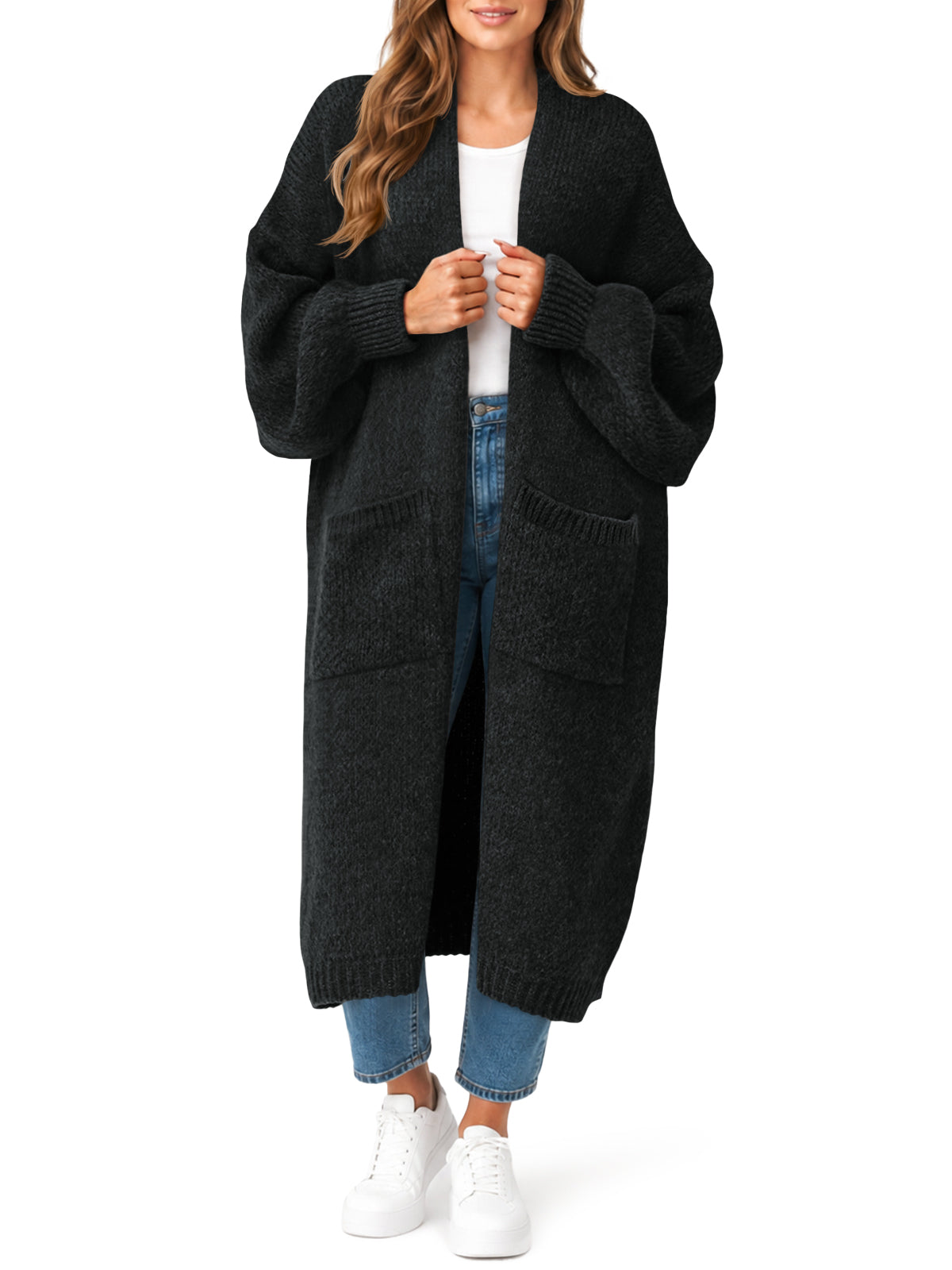 usvara Womens Oversized Open Front Cardigan