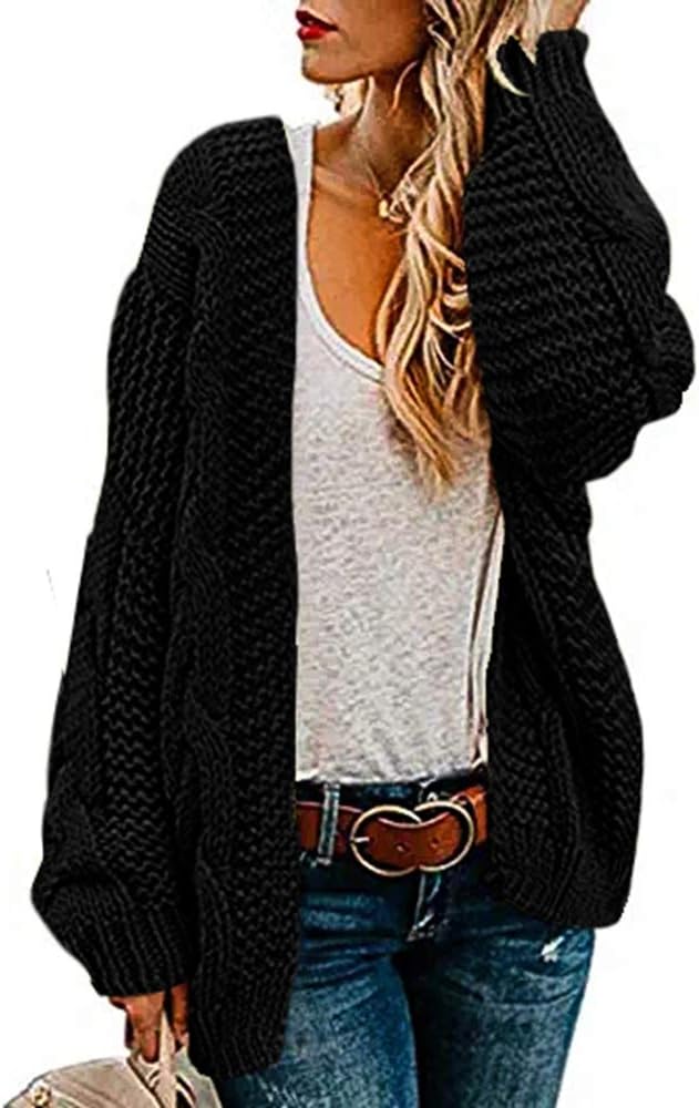 usvara Women Oversized Chunky Cable Knit Cardigan