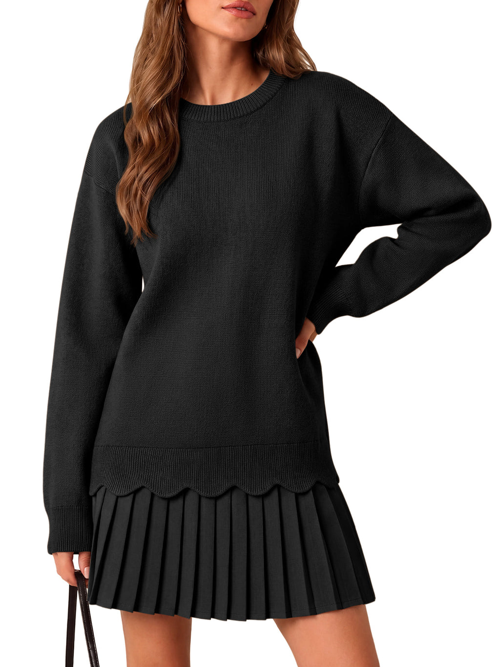 usvara Women Pleated Sweater Dress