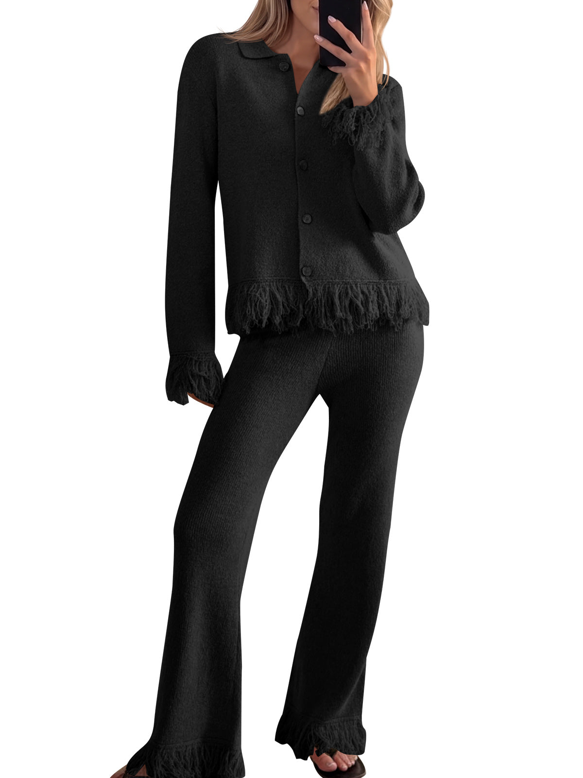 usvara Womens Fringe Sweater Sets