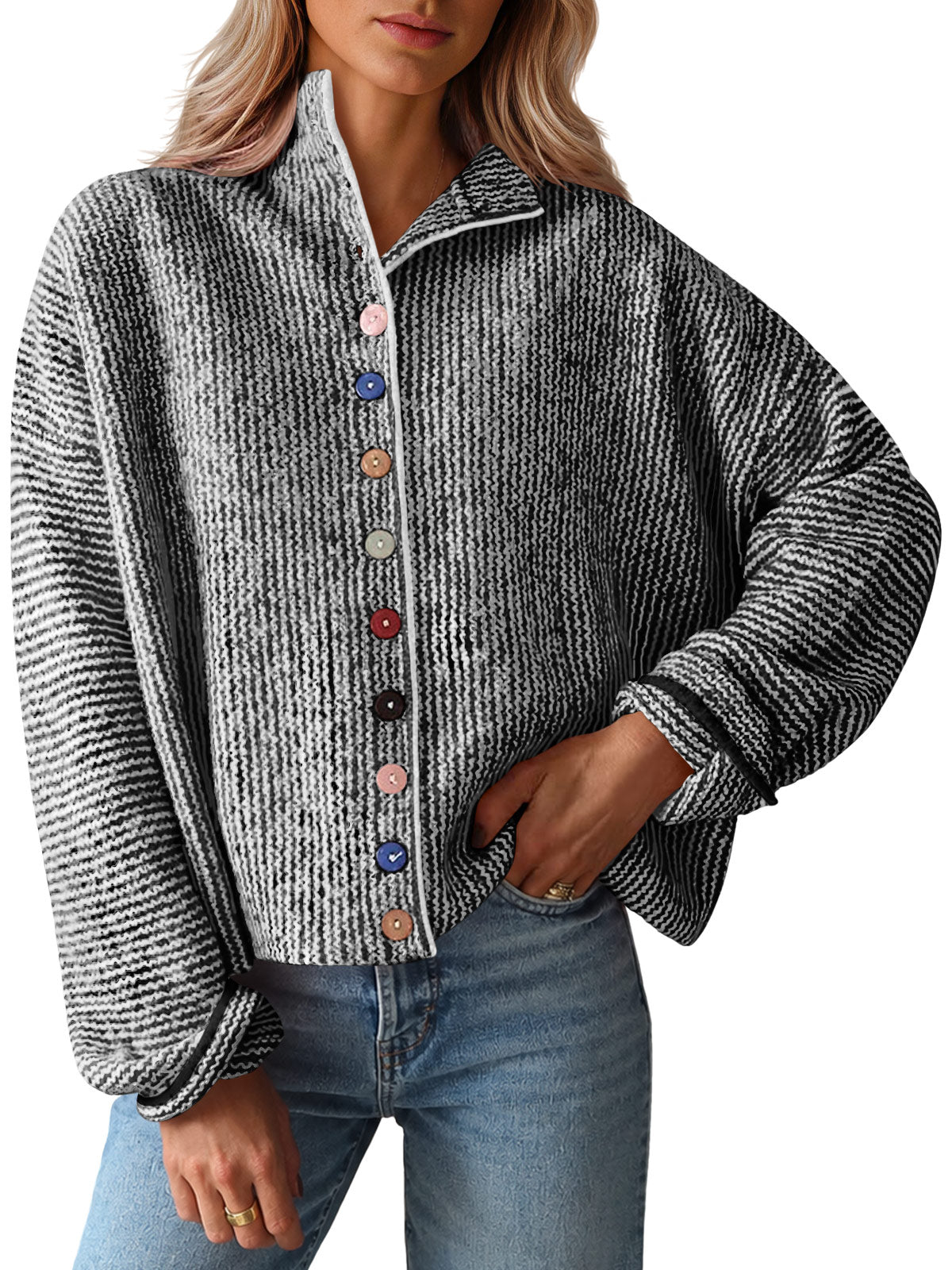 usvara Women Button Up Knit Sweater
