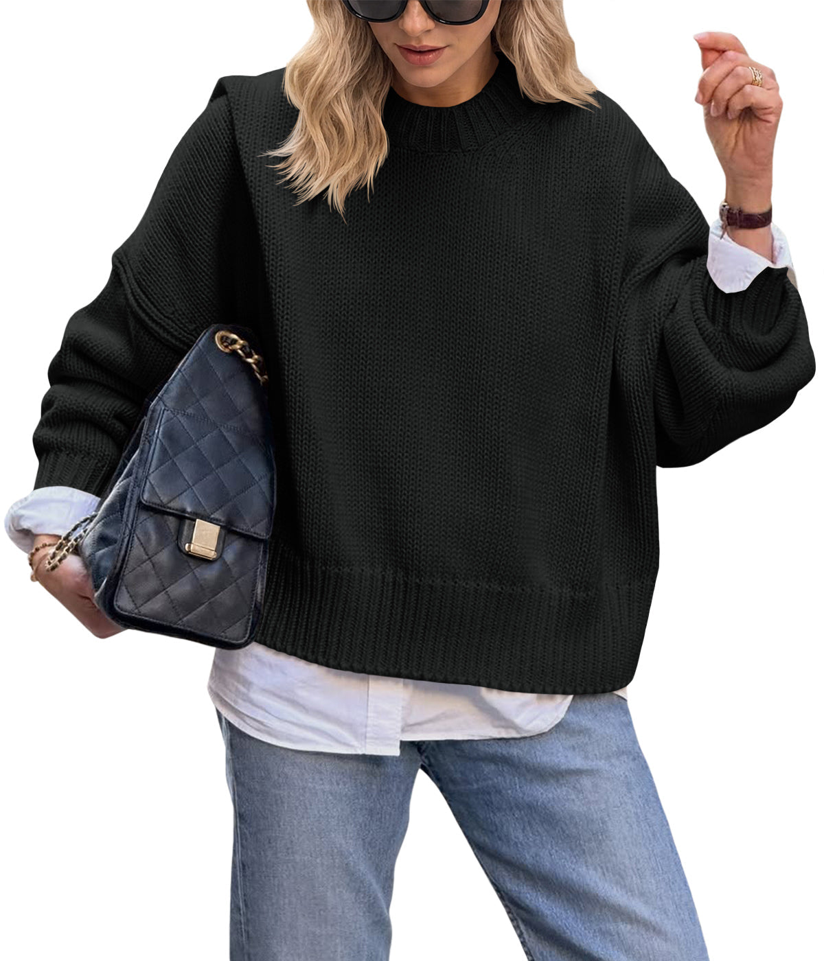 usvara Womens Oversized Chunky Knit Sweater