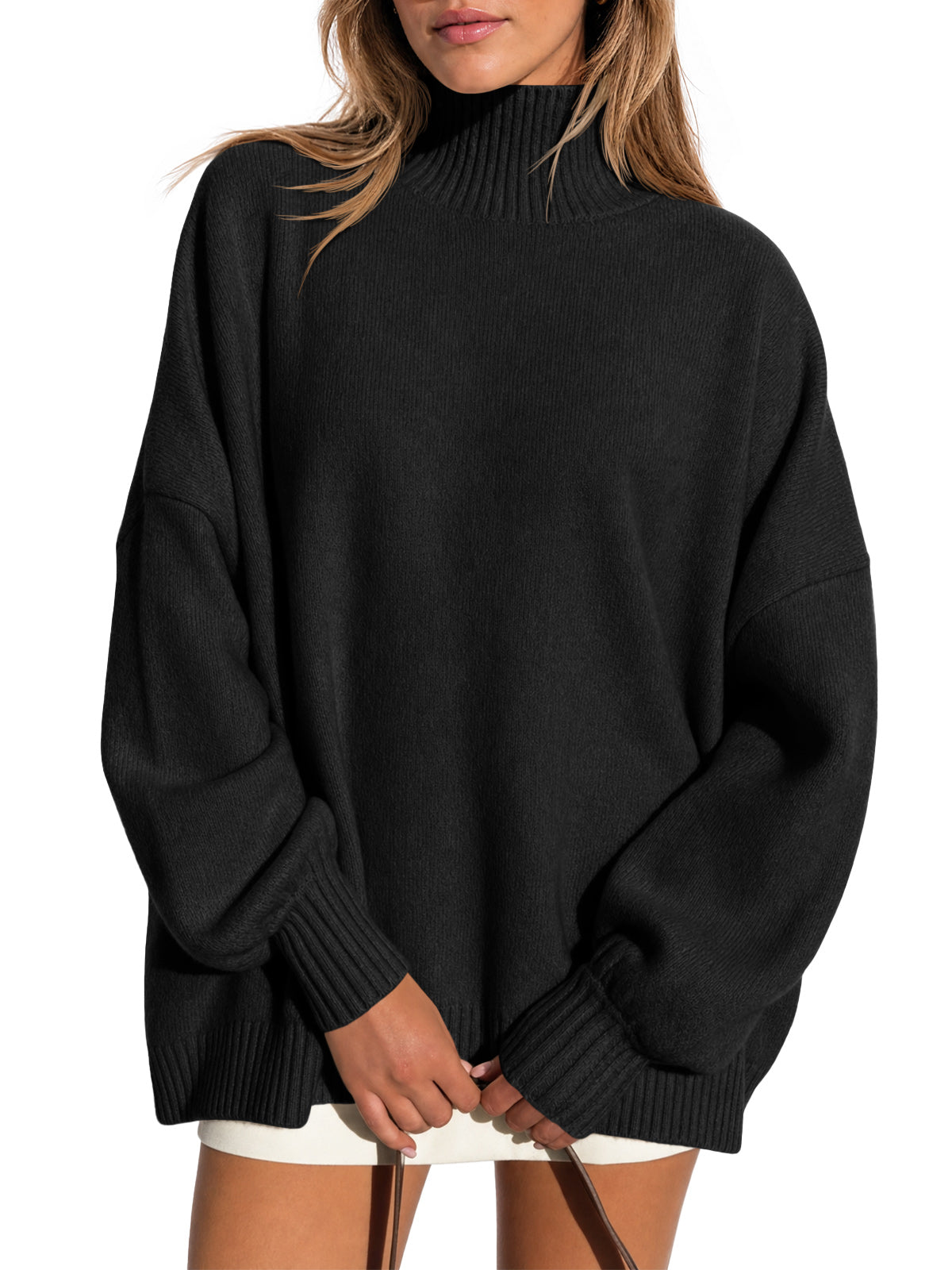 usvara Womens Mock Neck Oversized Sweater
