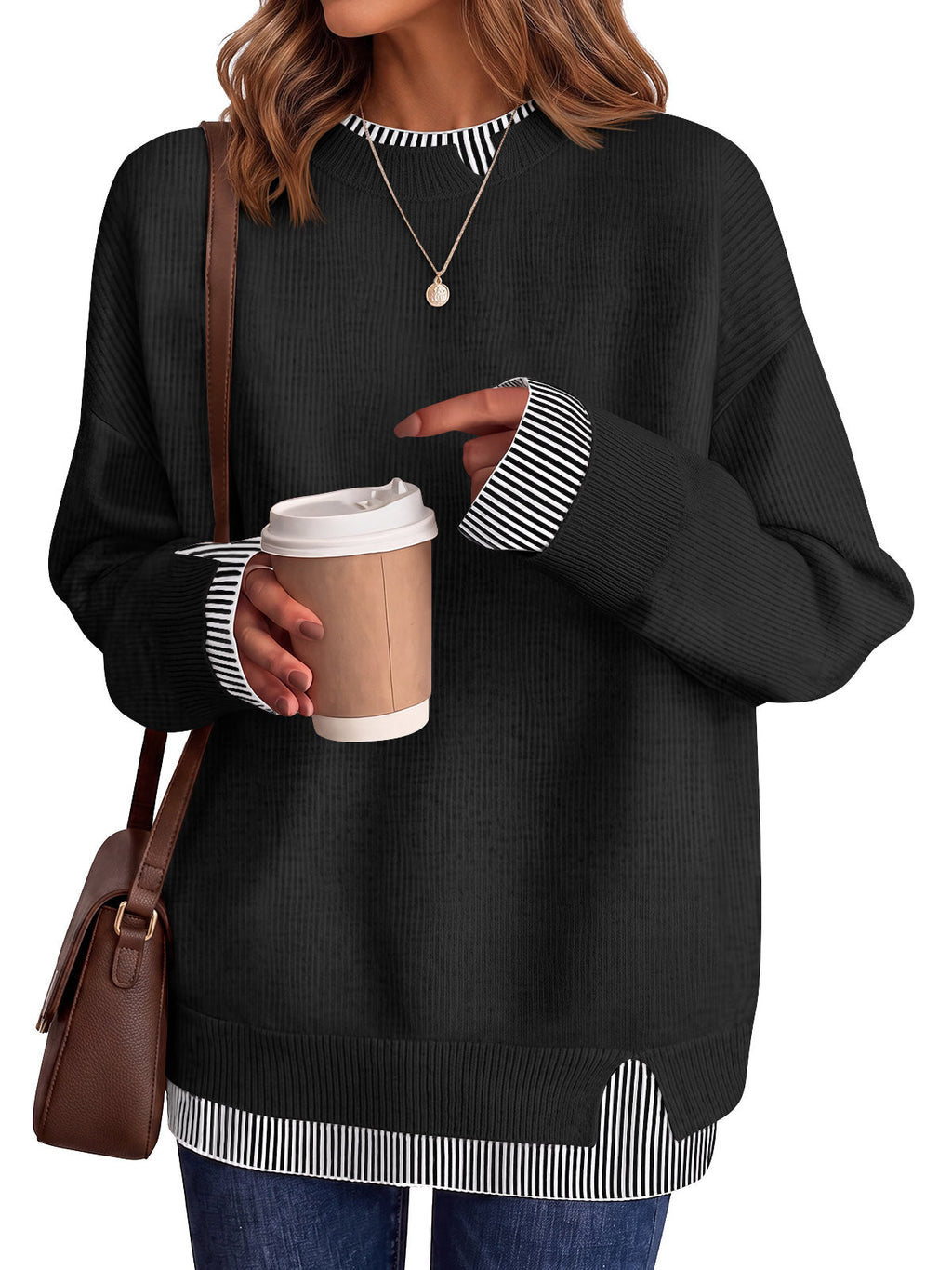 usvara Womens Crewneck Long Sleeve Sweater