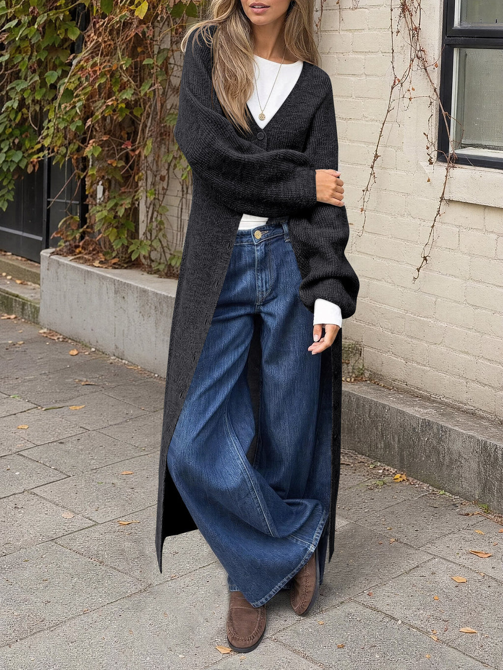 usvara Womens Oversized Long Button Up Cardigan