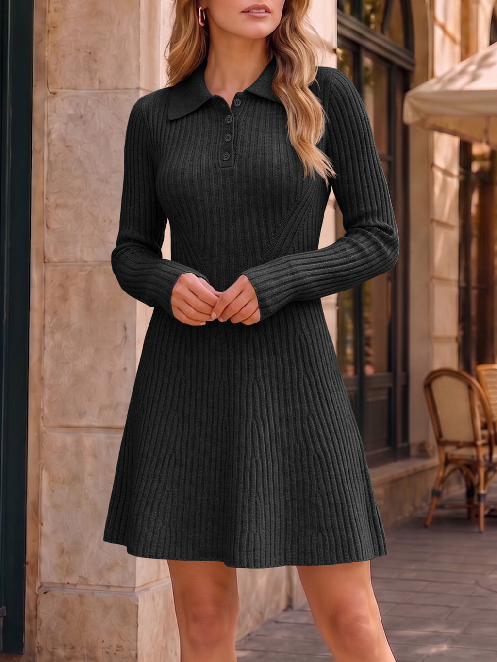 usvara Womens Ribbed Knit Sweater Dress