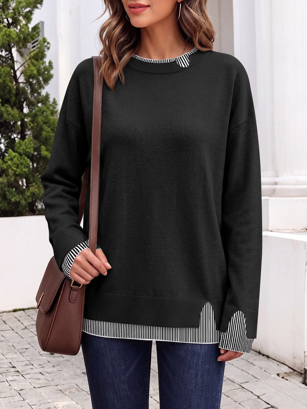usvara Womens Crewneck Long Sleeve Sweater