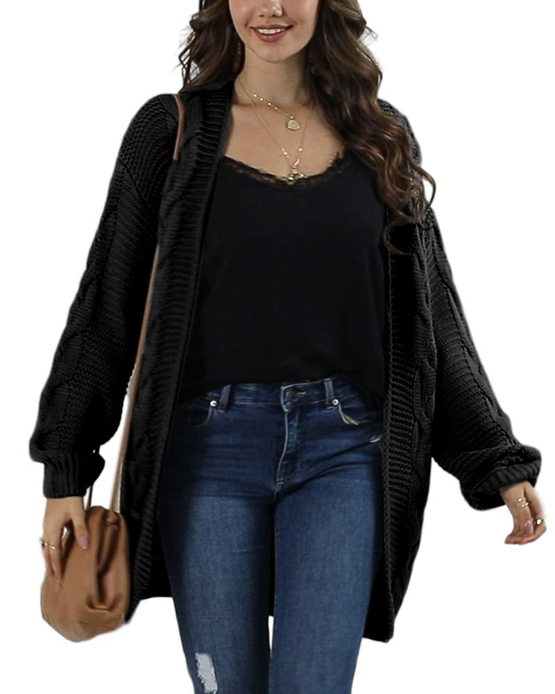 usvara Women Oversized Chunky Cable Knit Cardigan