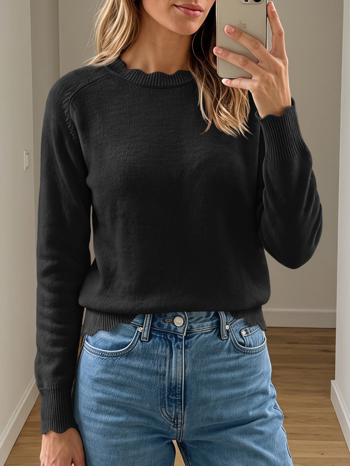 usvara Womens Long Sleeve Knit Sweater Tops