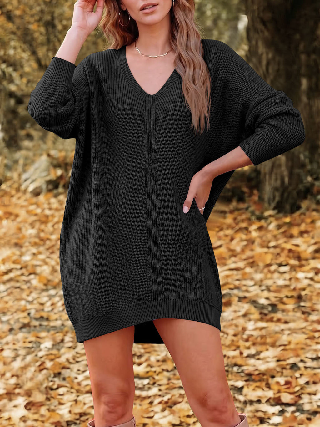 usvara Womens Fall Mini Knit Sweater Dress