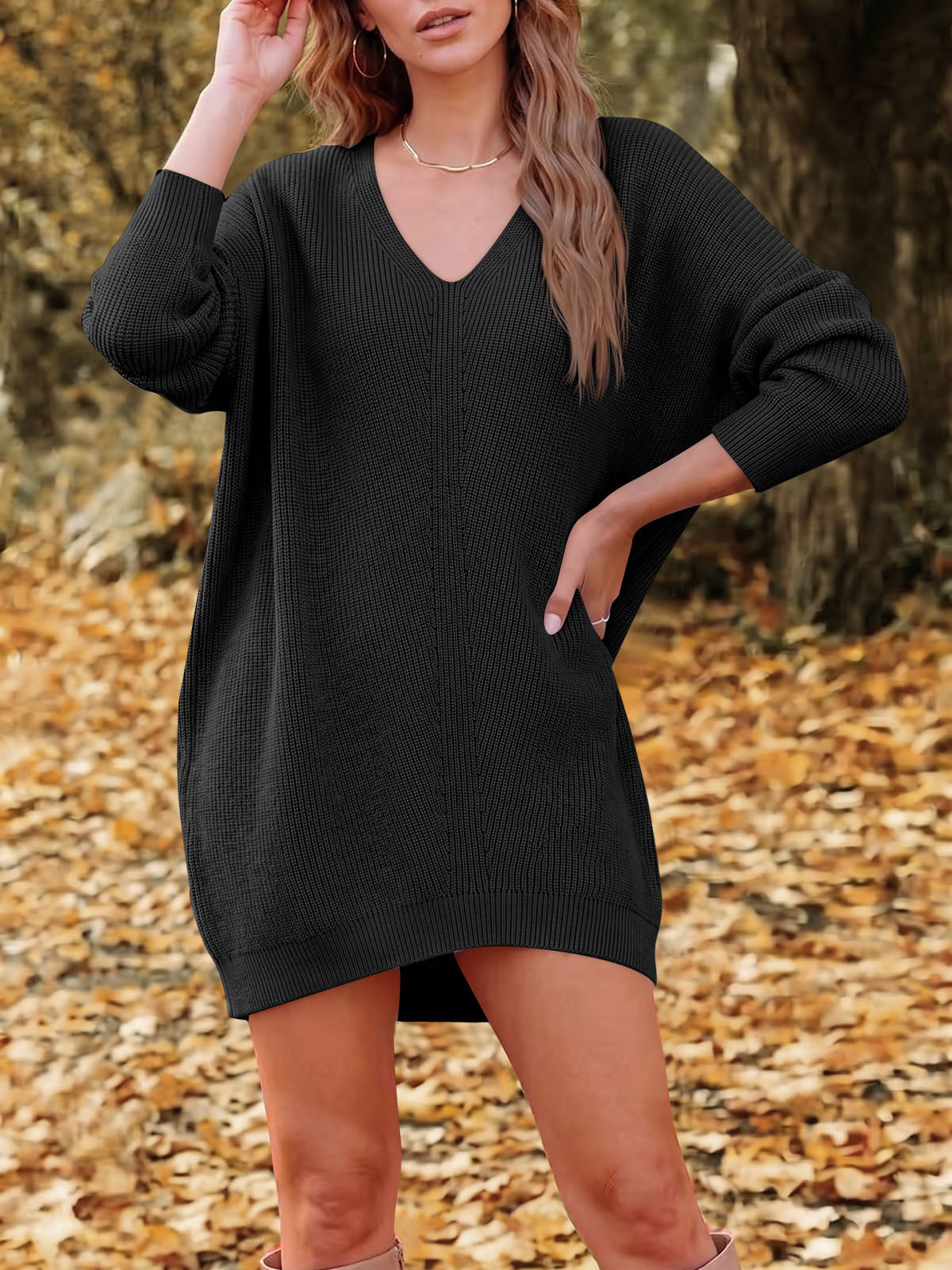 usvara Womens Fall Mini Knit Sweater Dress