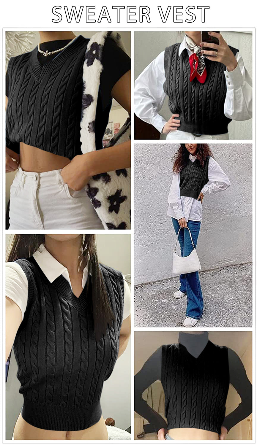 usvara Womens Cable Knit Sweater Vest