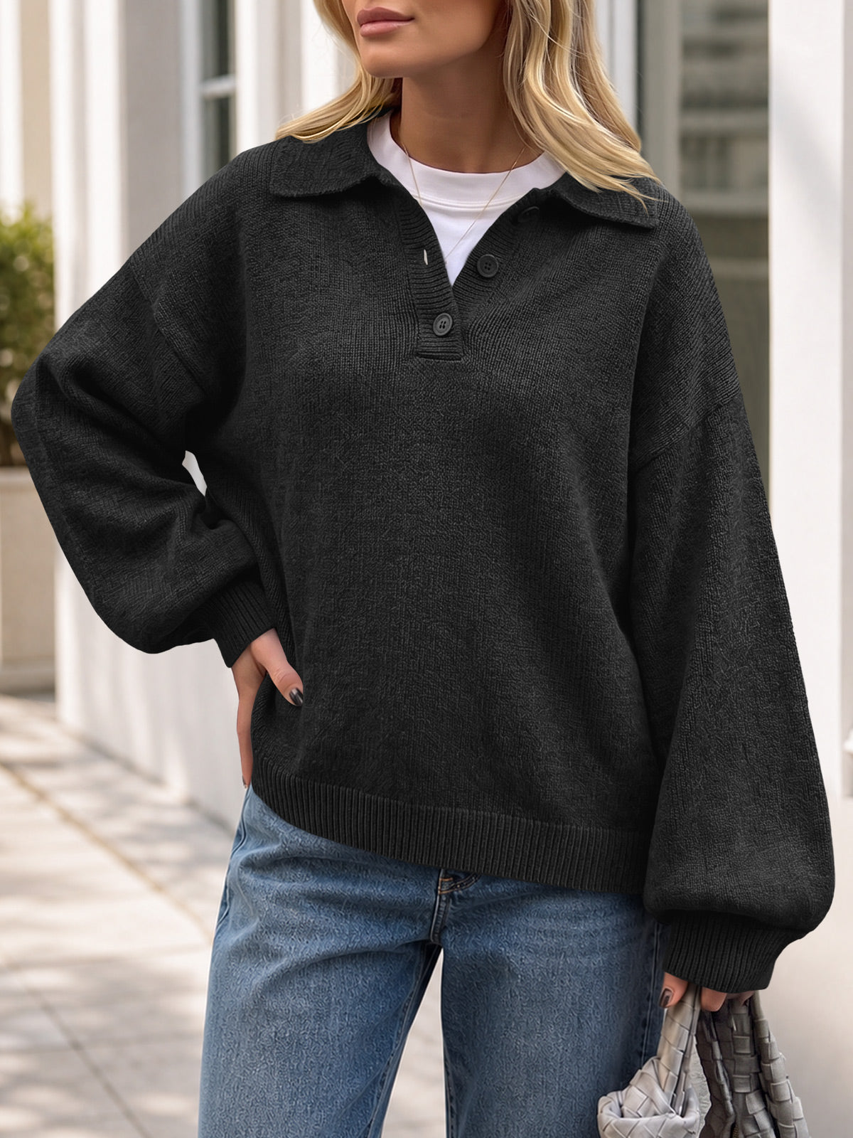usvara Womens Polo V Neck Sweater