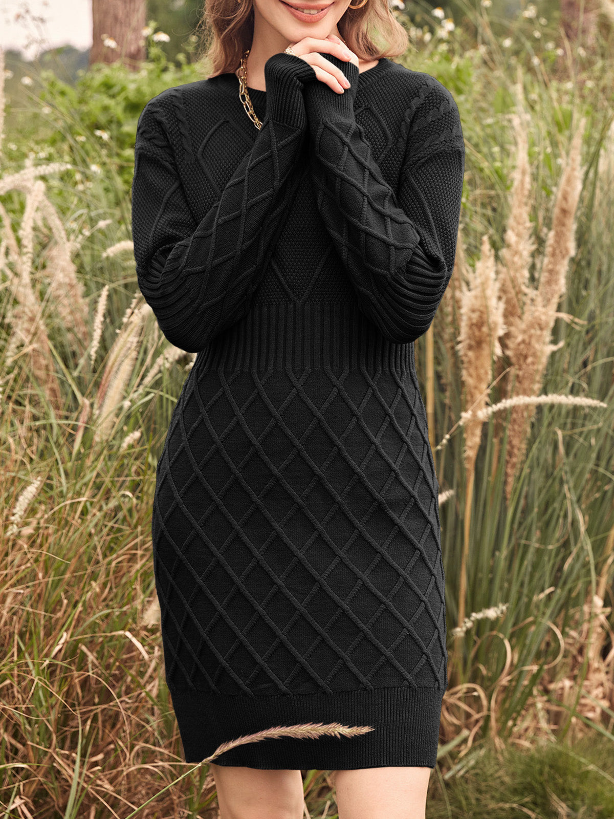 usvara Womens Bodycon Mini Sweater Dress