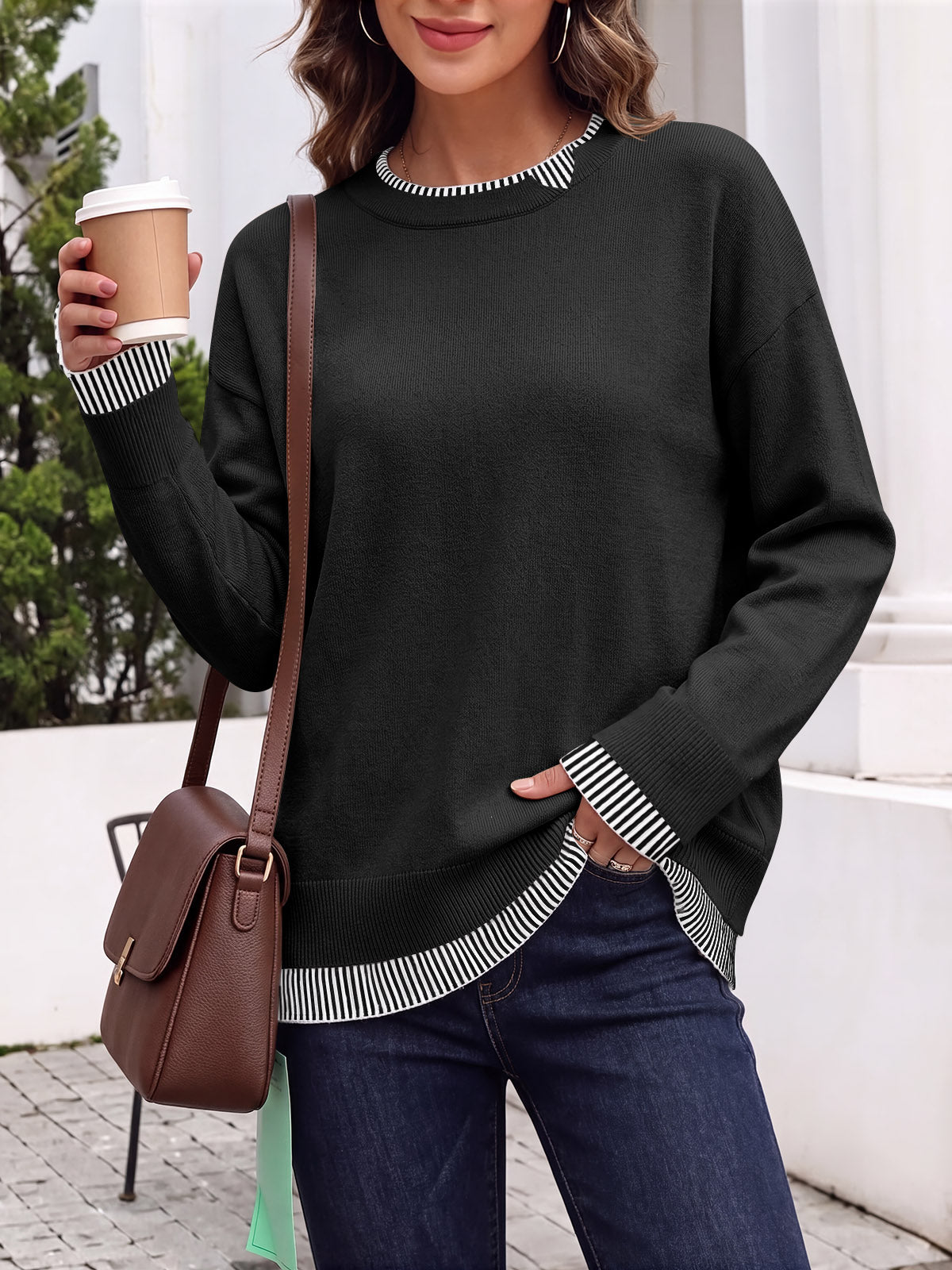 usvara Womens Crewneck Long Sleeve Sweater