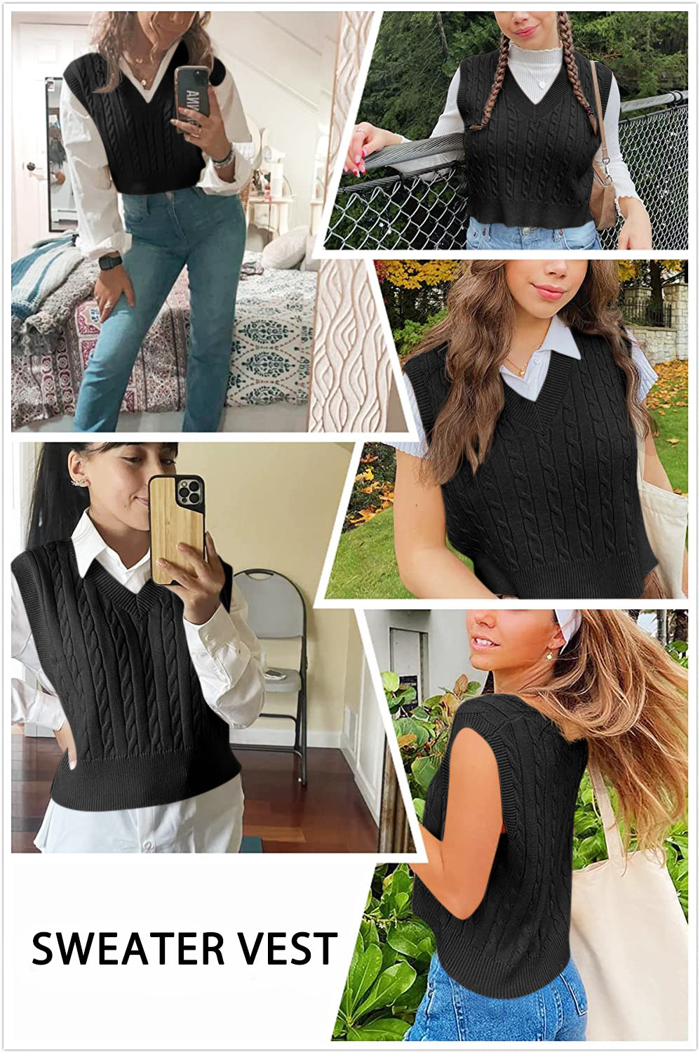 usvara Womens Cable Knit Sweater Vest