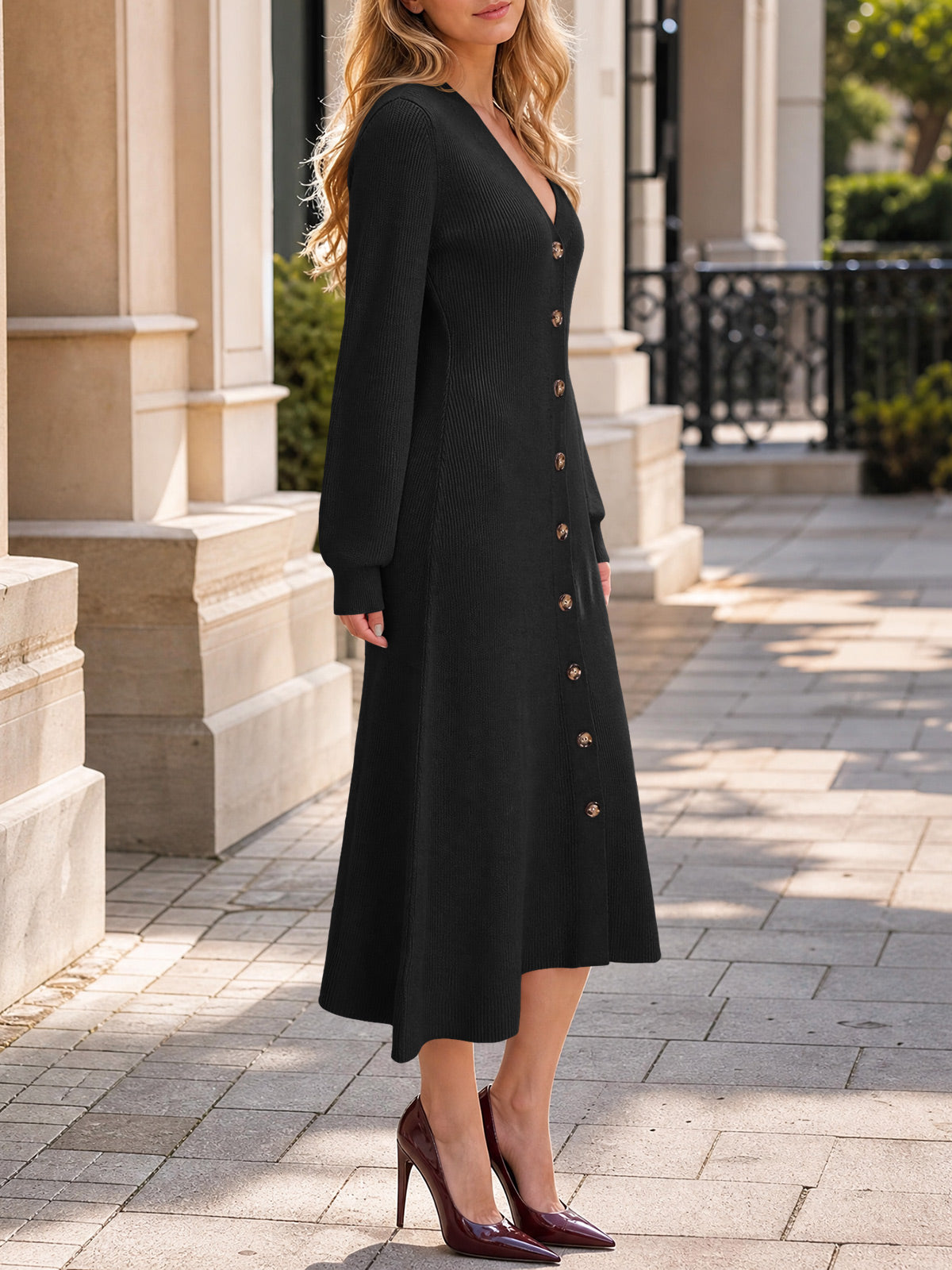 usvara Womens V Neck Sweater Dress