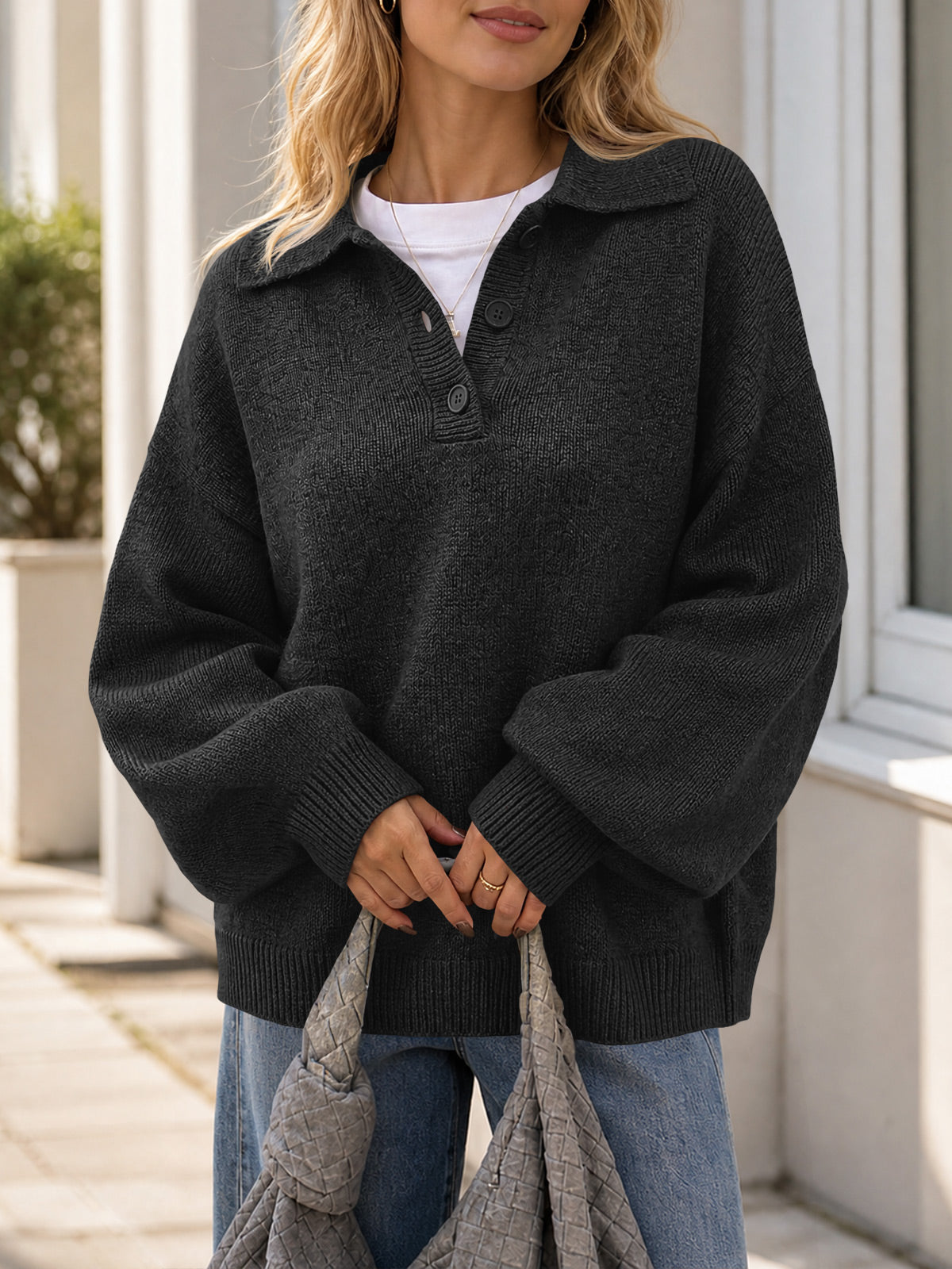 usvara Womens Polo V Neck Sweater