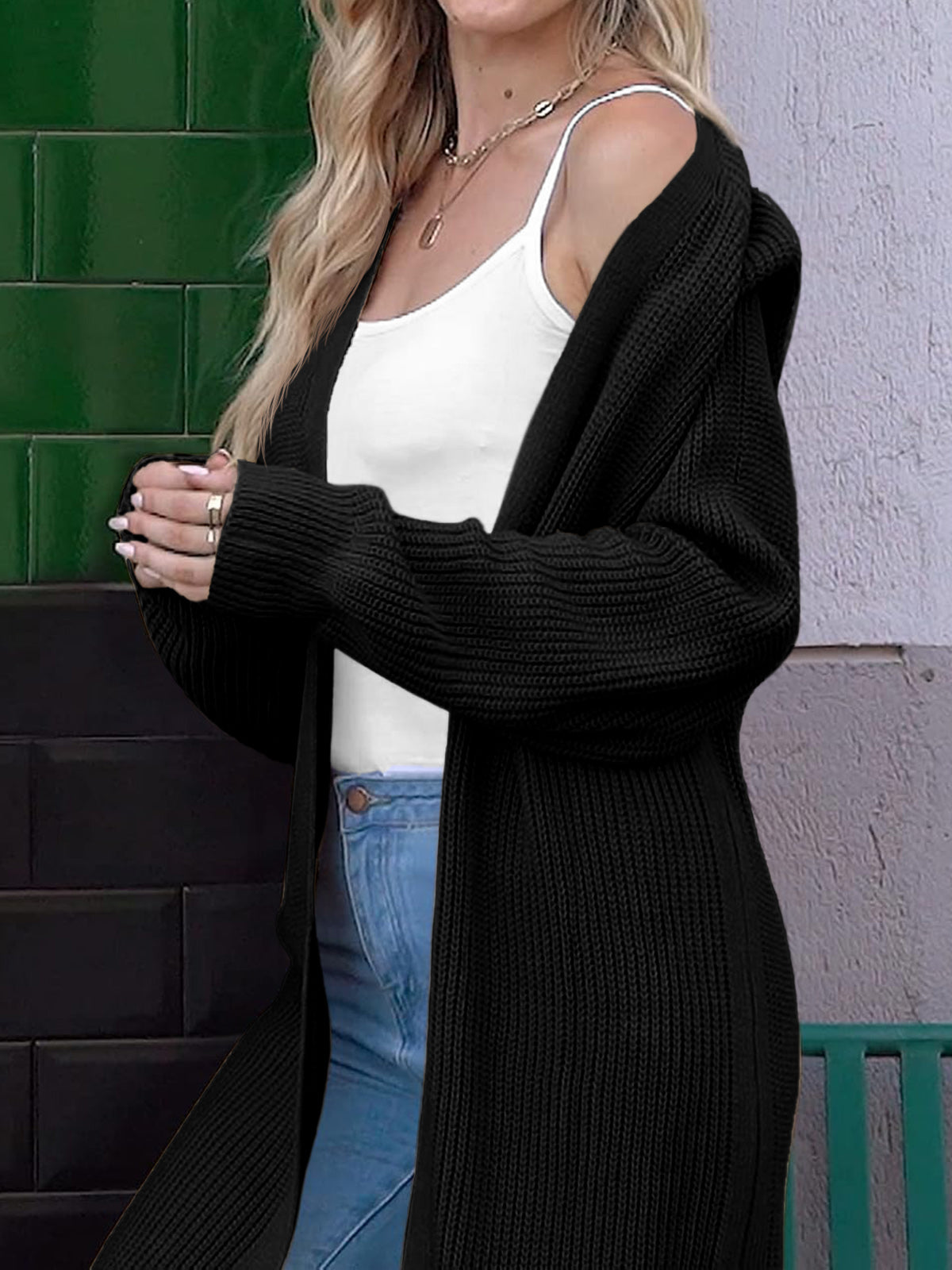 usvara Women Open Front Knit Cardigan