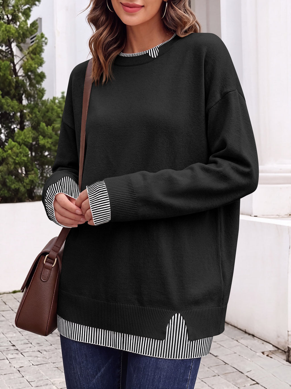 usvara Womens Crewneck Long Sleeve Sweater