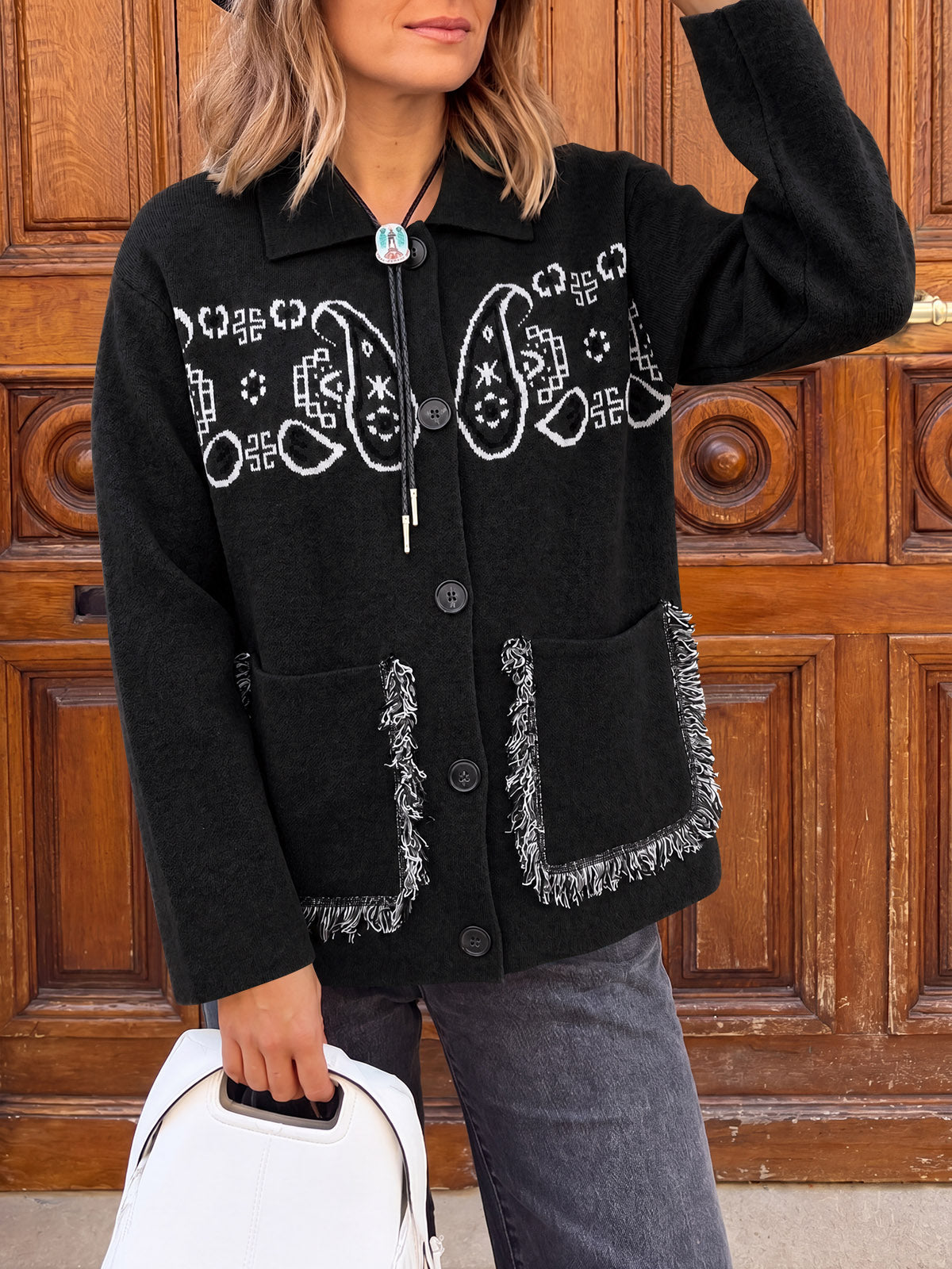 usvara Womens Boho Fringe Cardigan