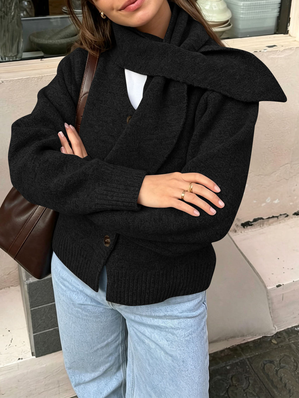 usvara Women Button Up Knit Cardigan