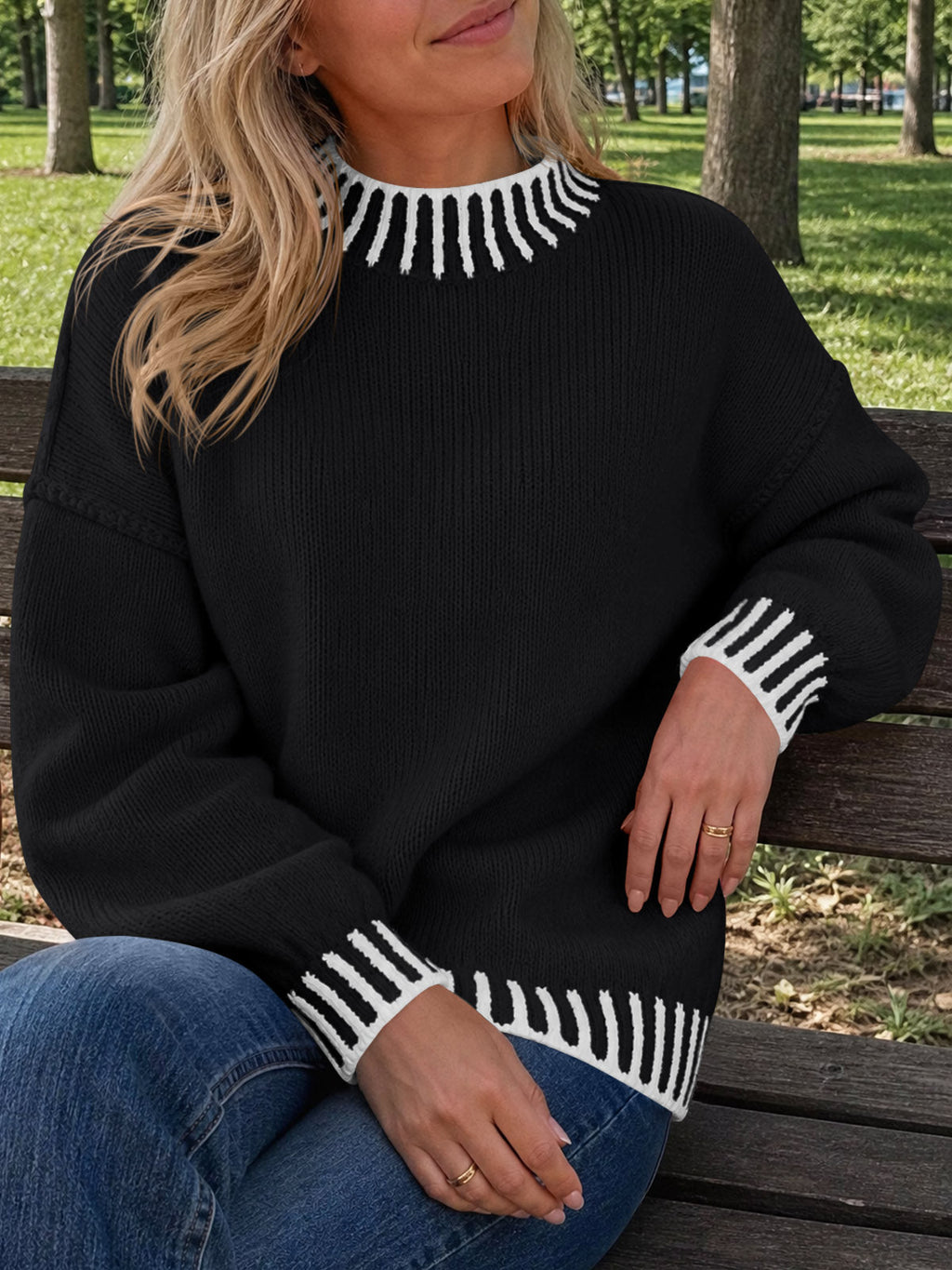usvara Womens Chunky Mock Neck Sweater