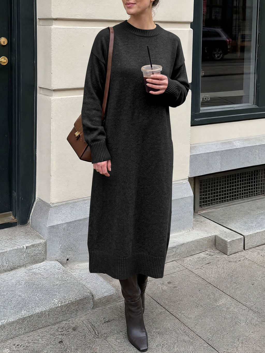 usvara Women Long Sleeve Maxi Sweater Dress
