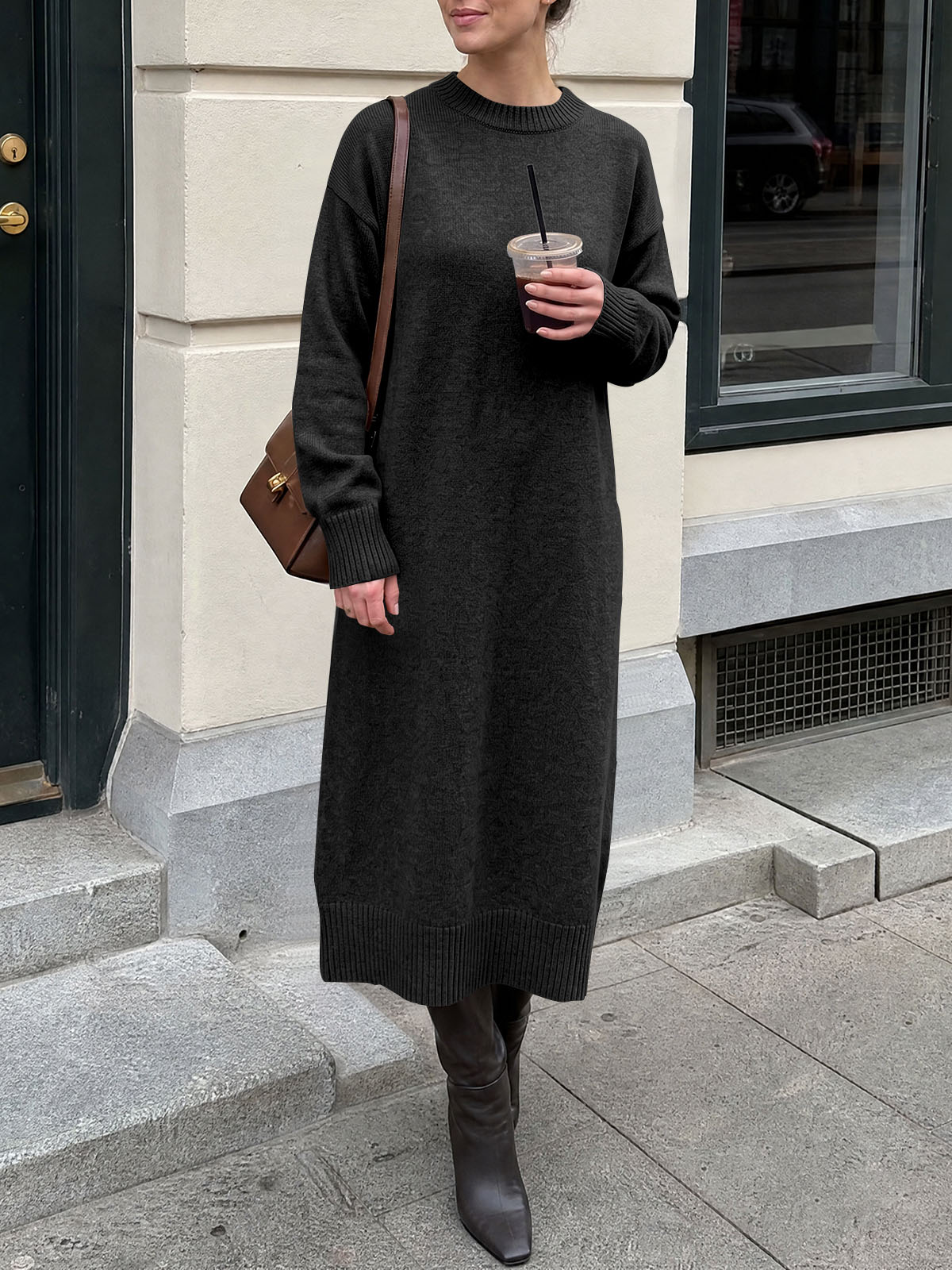 usvara Women Long Sleeve Maxi Sweater Dress