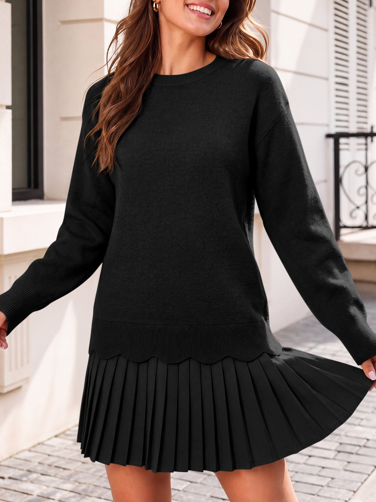 usvara Women Pleated Sweater Dress