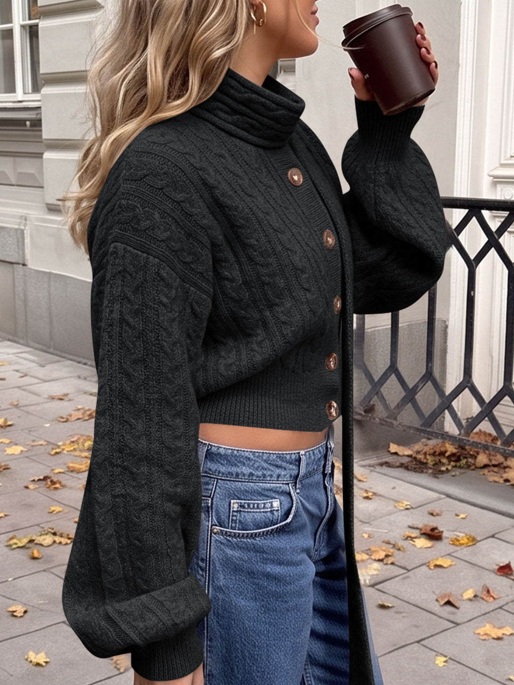 usvara Womens Cable Knit Cardigan with Scarf
