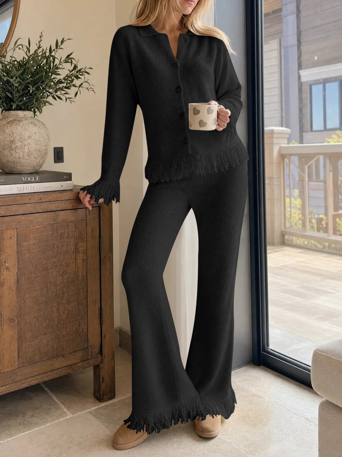 usvara Womens Fringe Sweater Sets