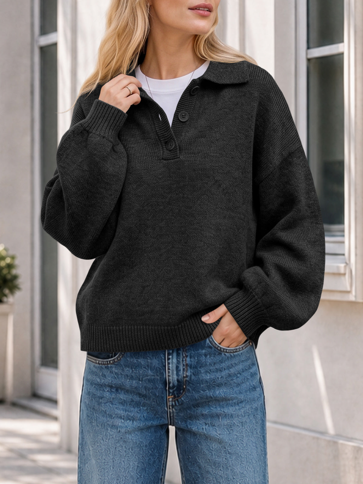 usvara Womens Polo V Neck Sweater