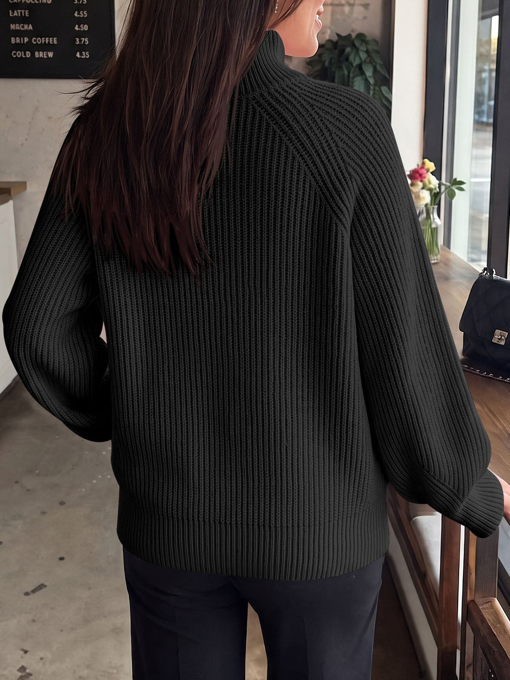 usvara Womens High Neck Oversized Knit Sweater