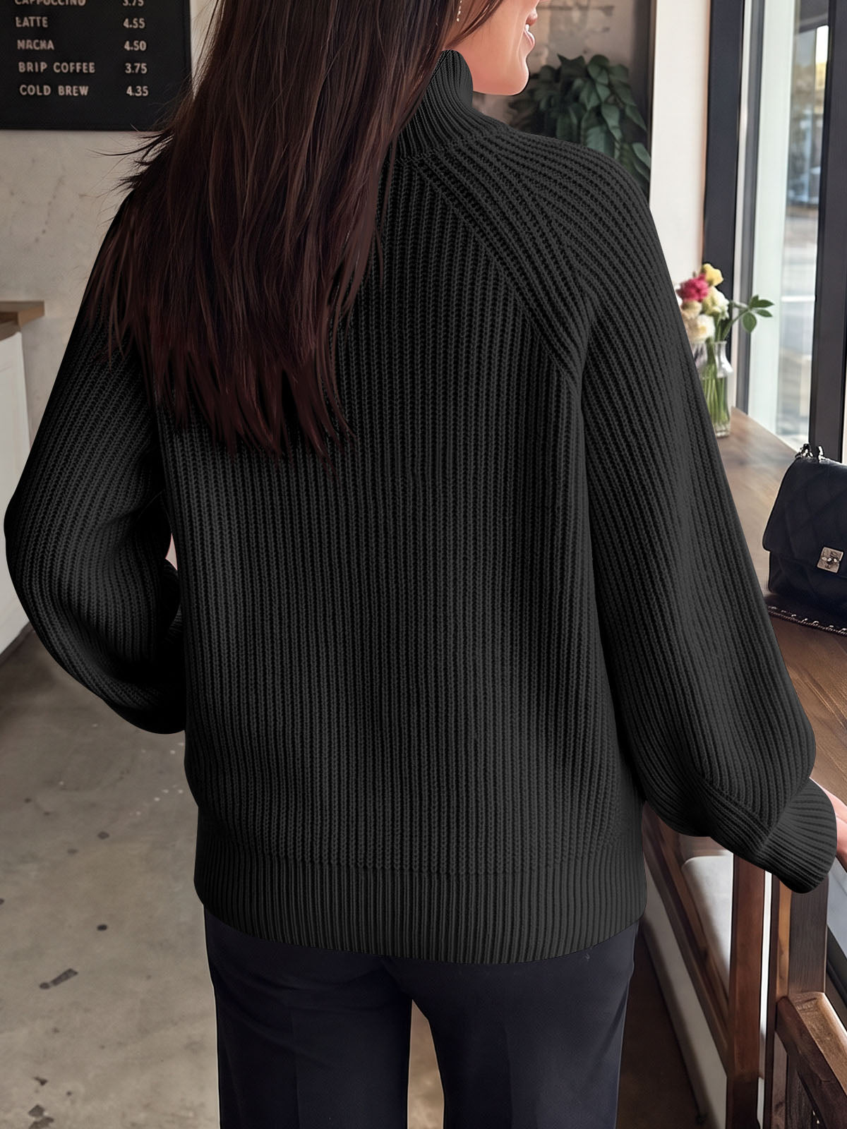 usvara Womens High Neck Oversized Knit Sweater