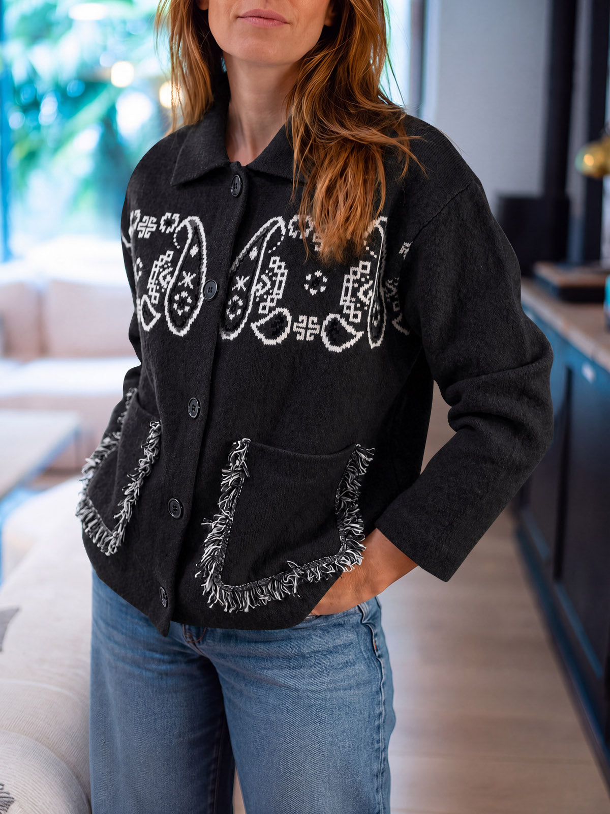 usvara Womens Boho Fringe Cardigan