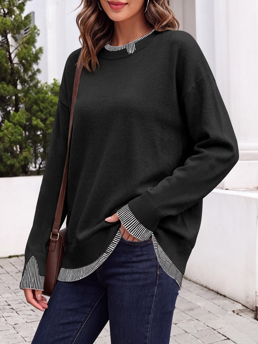 usvara Womens Crewneck Long Sleeve Sweater