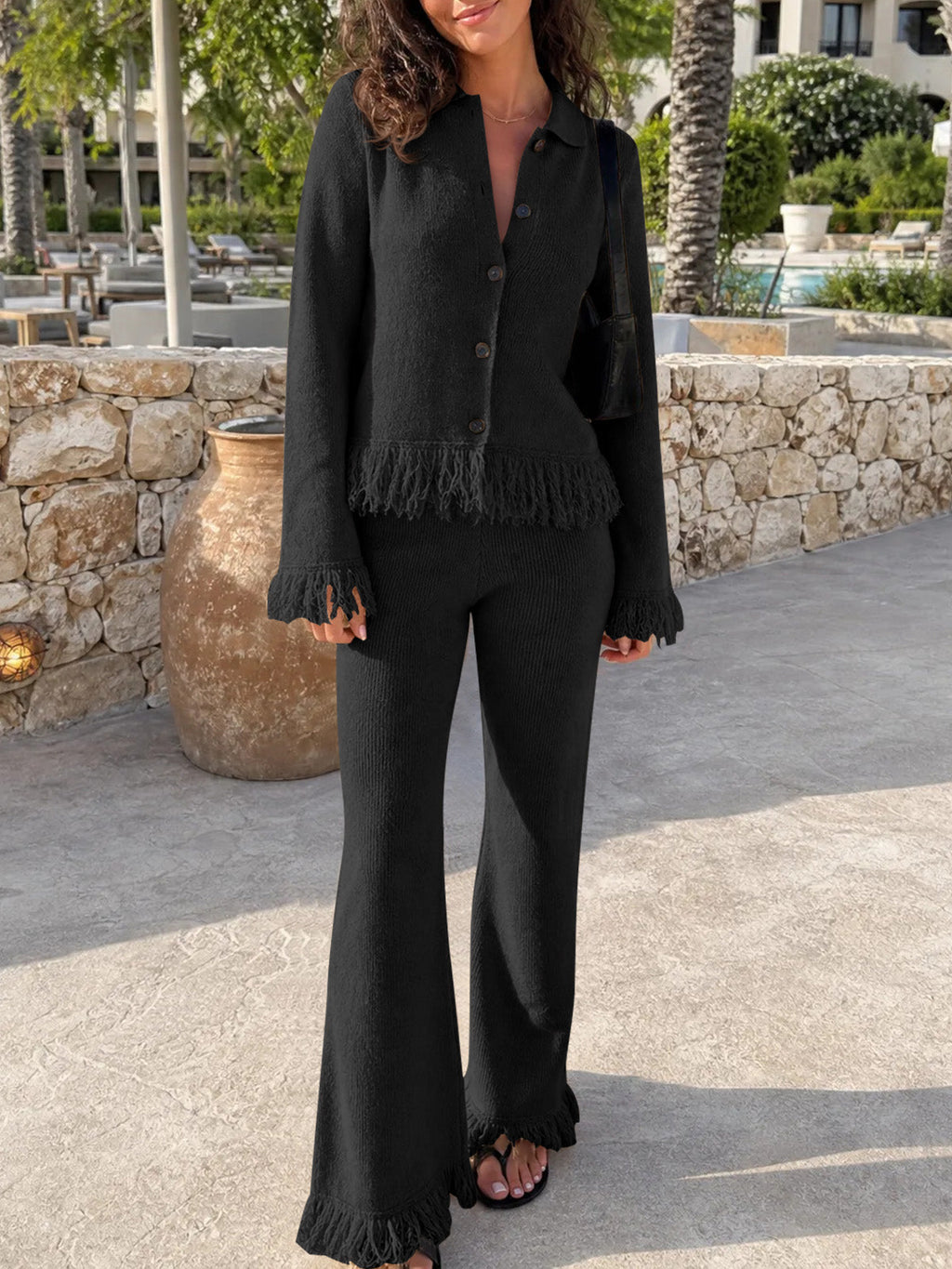 usvara Womens Fringe Sweater Sets