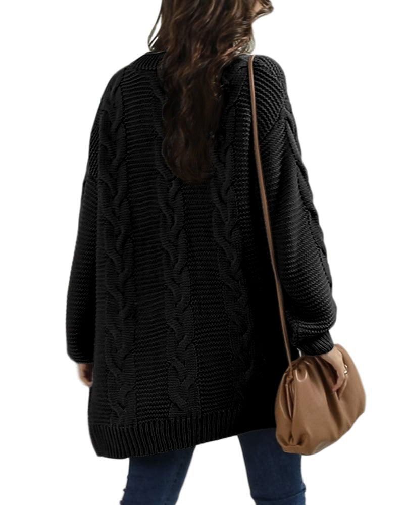 usvara Women Oversized Chunky Cable Knit Cardigan