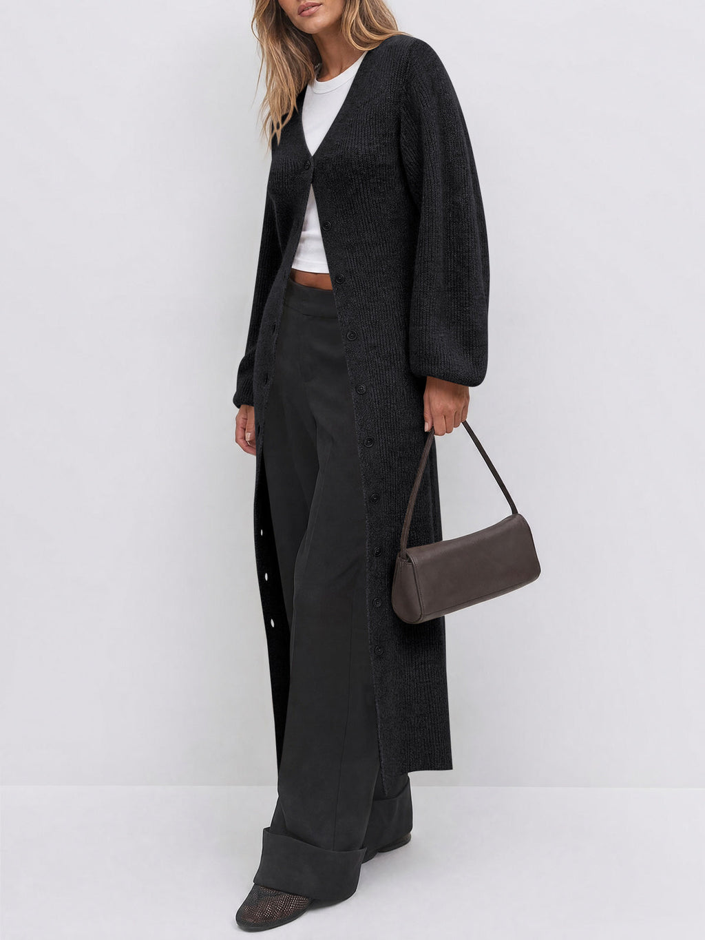 usvara Womens Oversized Long Button Up Cardigan