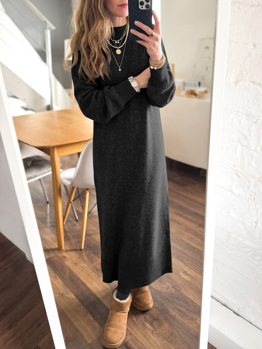 usvara Women Long Sleeve Maxi Sweater Dress