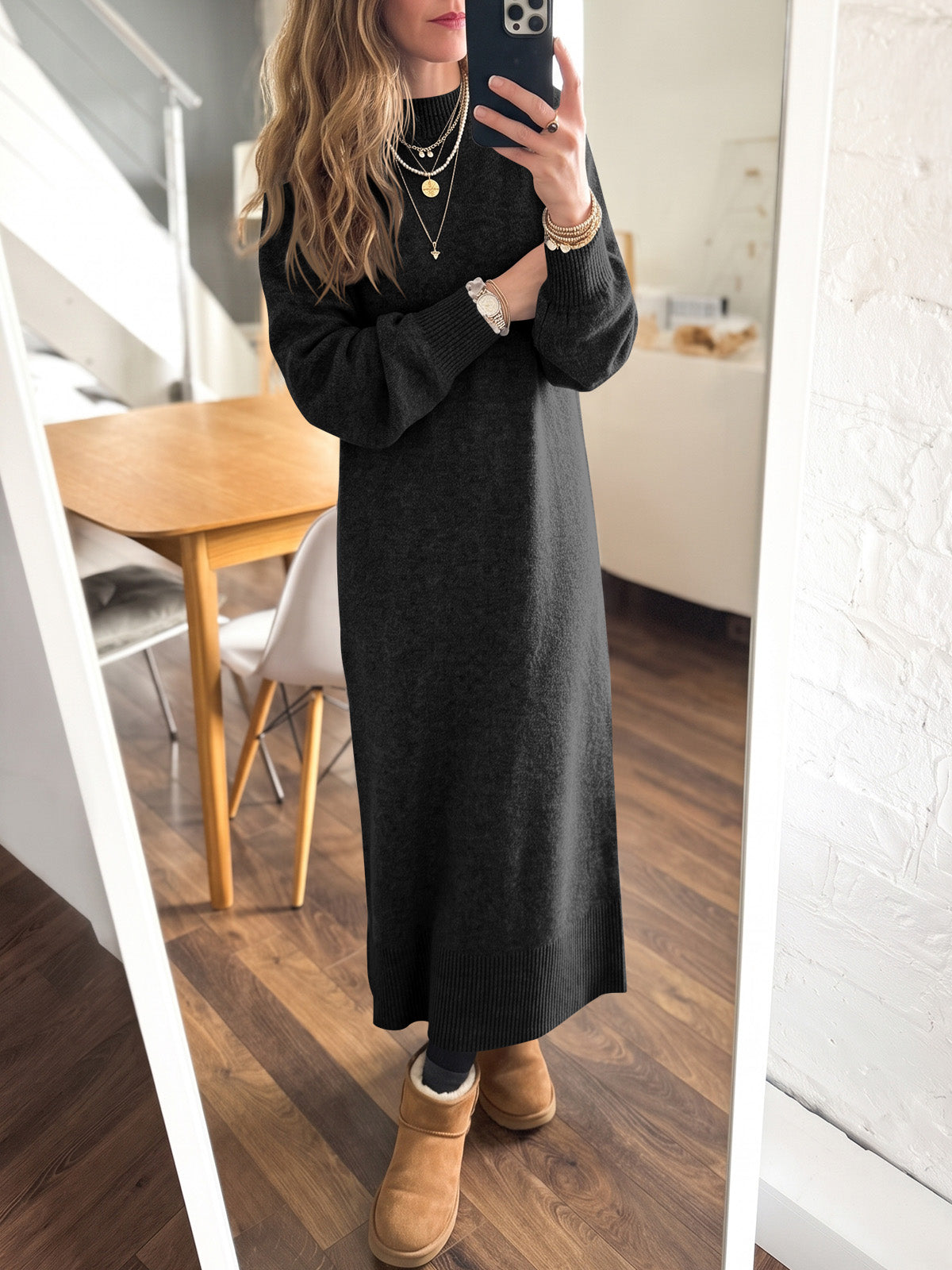 usvara Women Long Sleeve Maxi Sweater Dress
